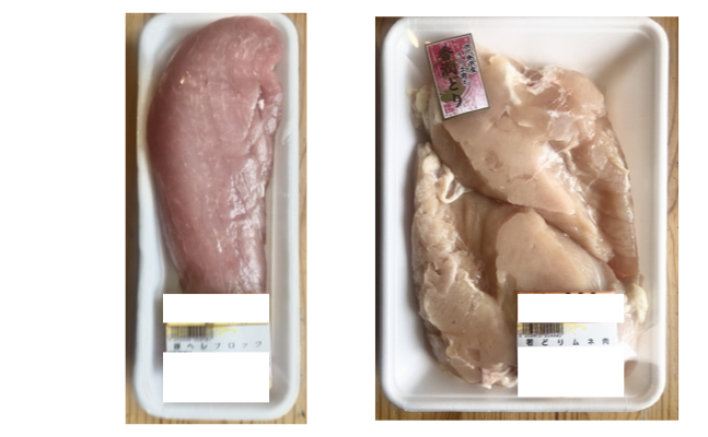 豚ヒレ、鶏むね肉